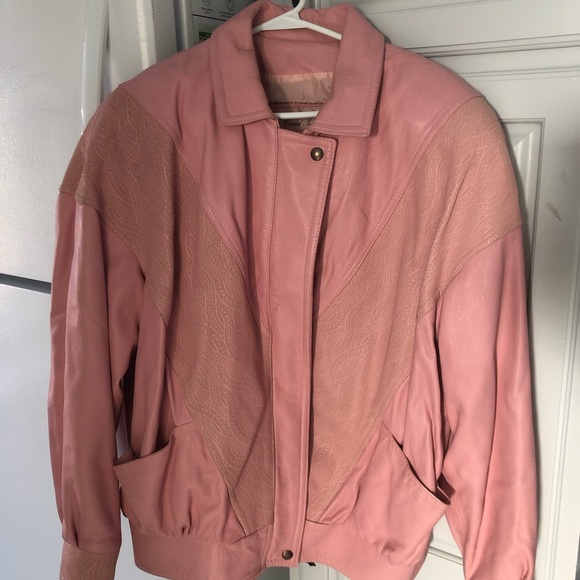Pink Genuine Leather Jacket - Picture 1 of 7